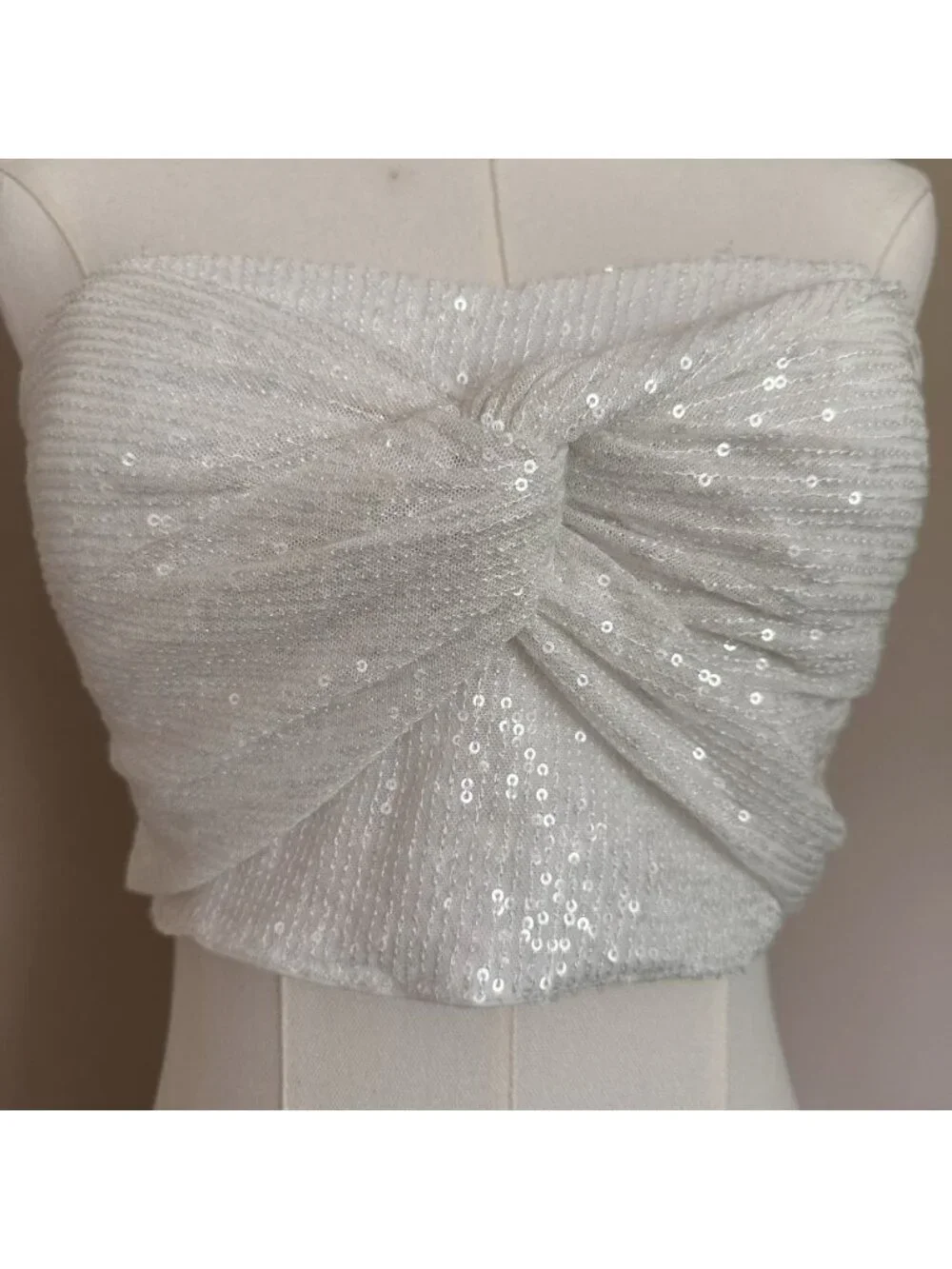 NWT Anthropologie Ranna Gill White Sequin Twist Tube Top S Crop Party $118